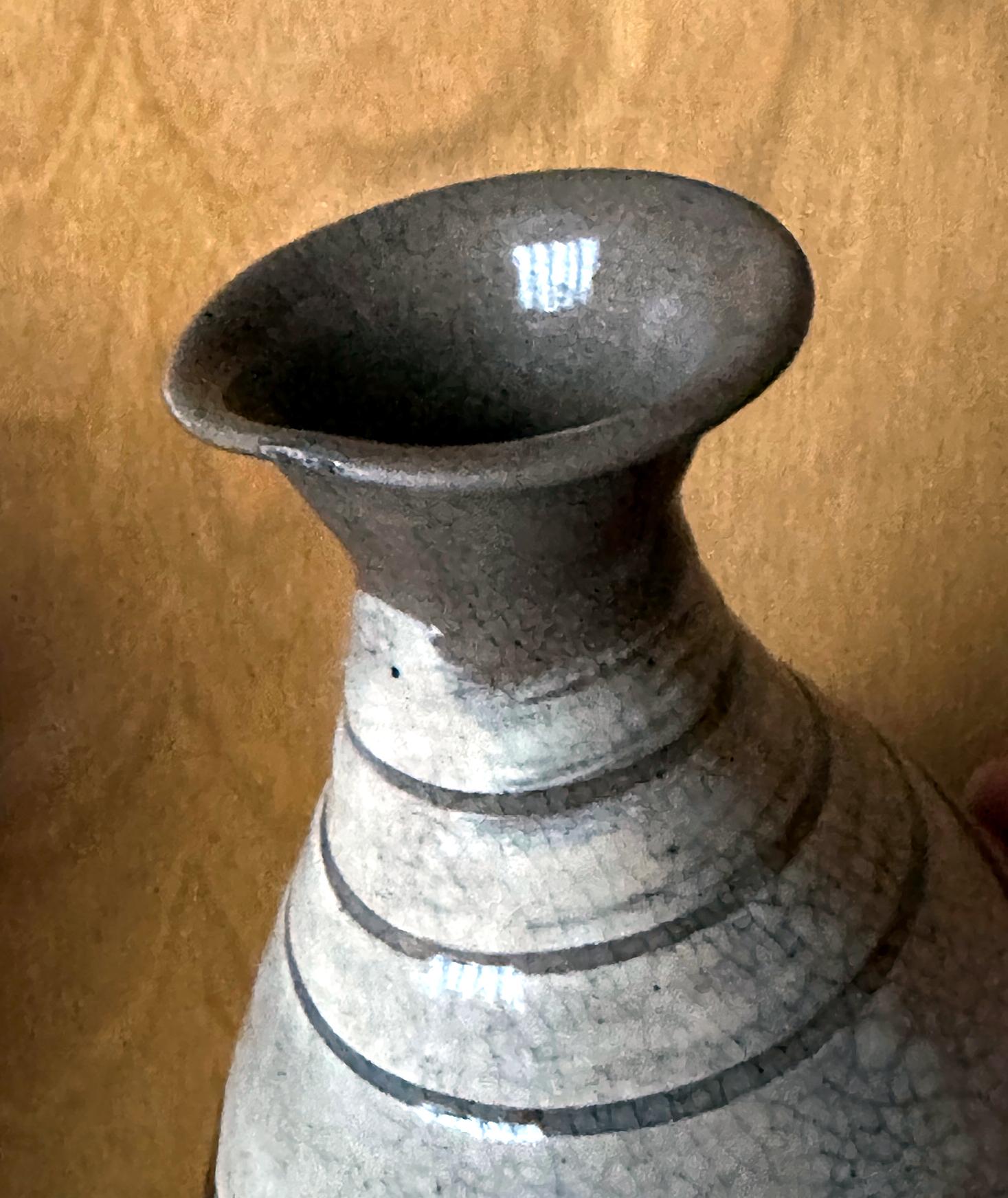 Korean Glazed Ceramic Vase Buncheong Ware Joseon Dynasty For Sale 8