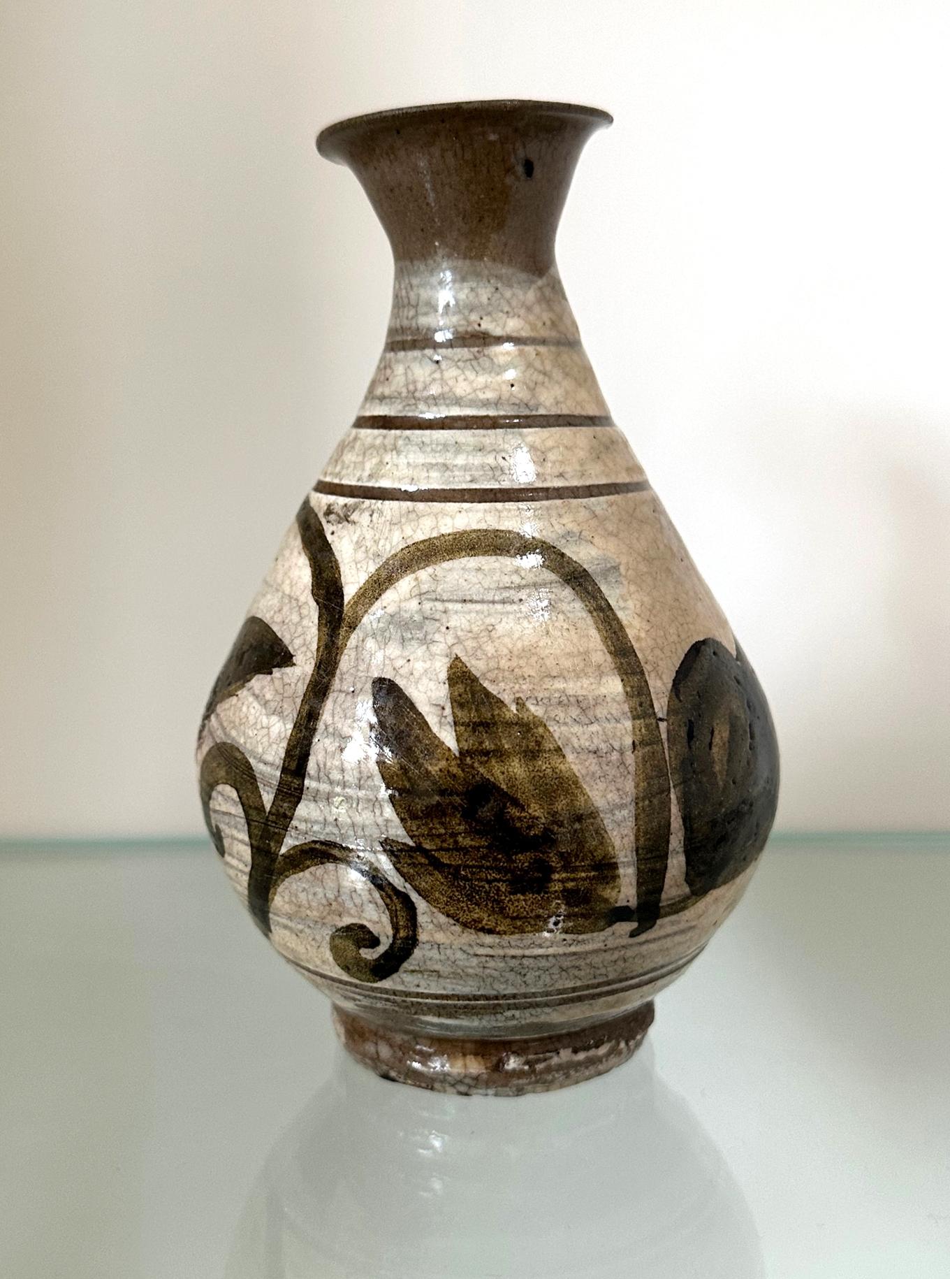 Other Korean Glazed Ceramic Vase Buncheong Ware Joseon Dynasty For Sale