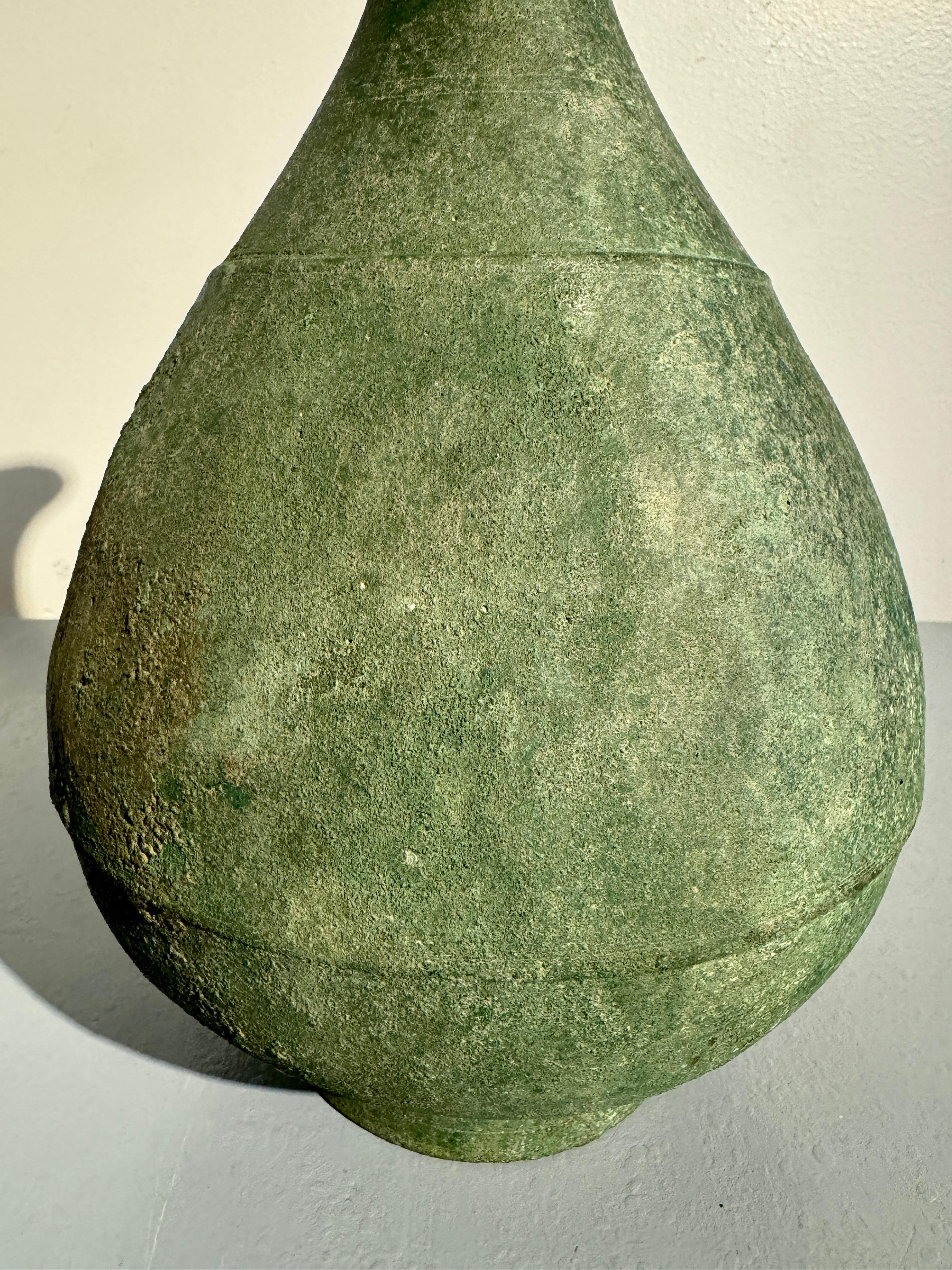 Korean Goryeo Bronze Bottle Vase with Green Patina, 12th/13th Century For Sale 2