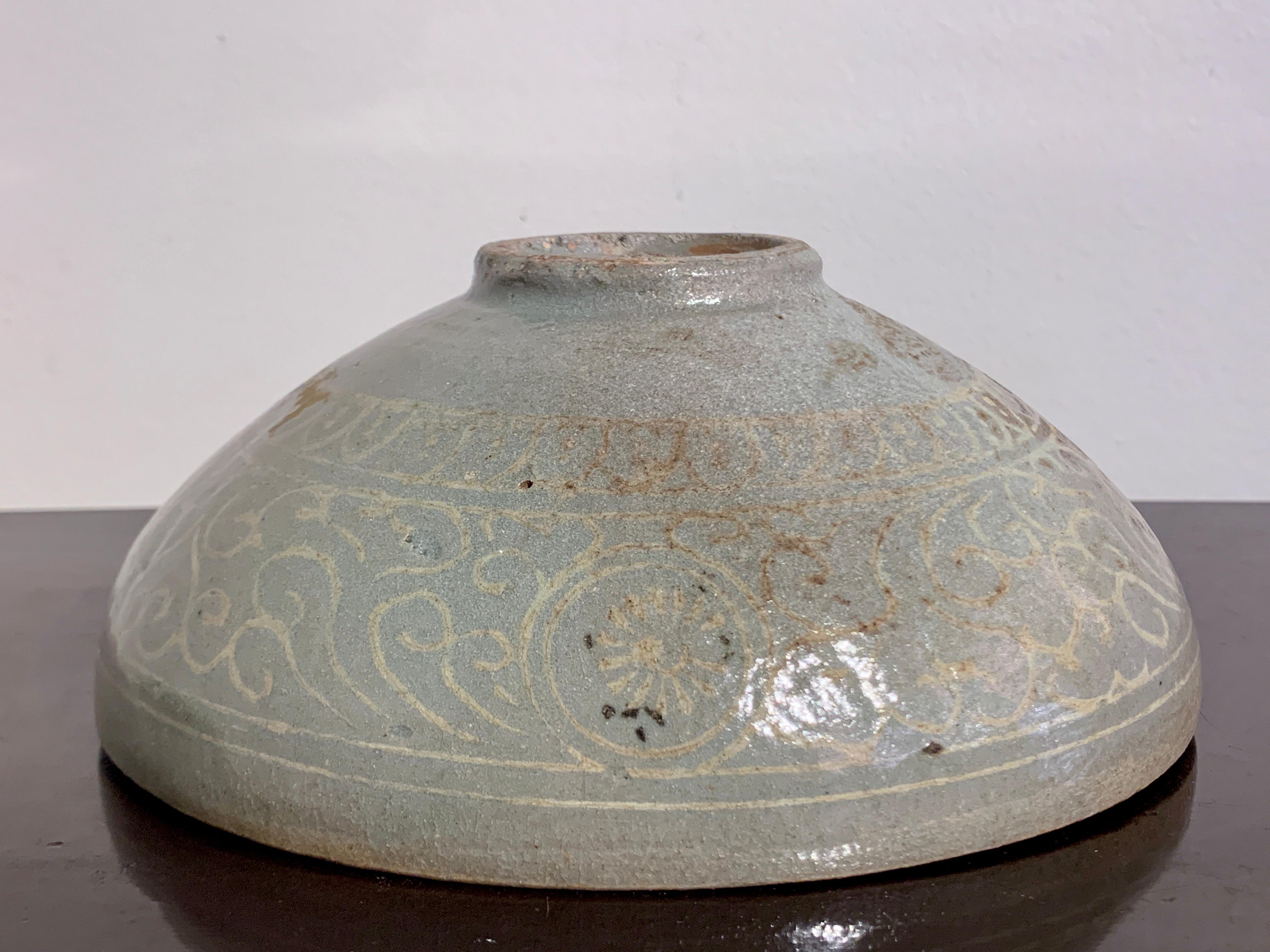 Stoneware Korean Goryeo Celadon Glazed Sangam Inlaid Bowl, 12th/13th Century, Korea For Sale