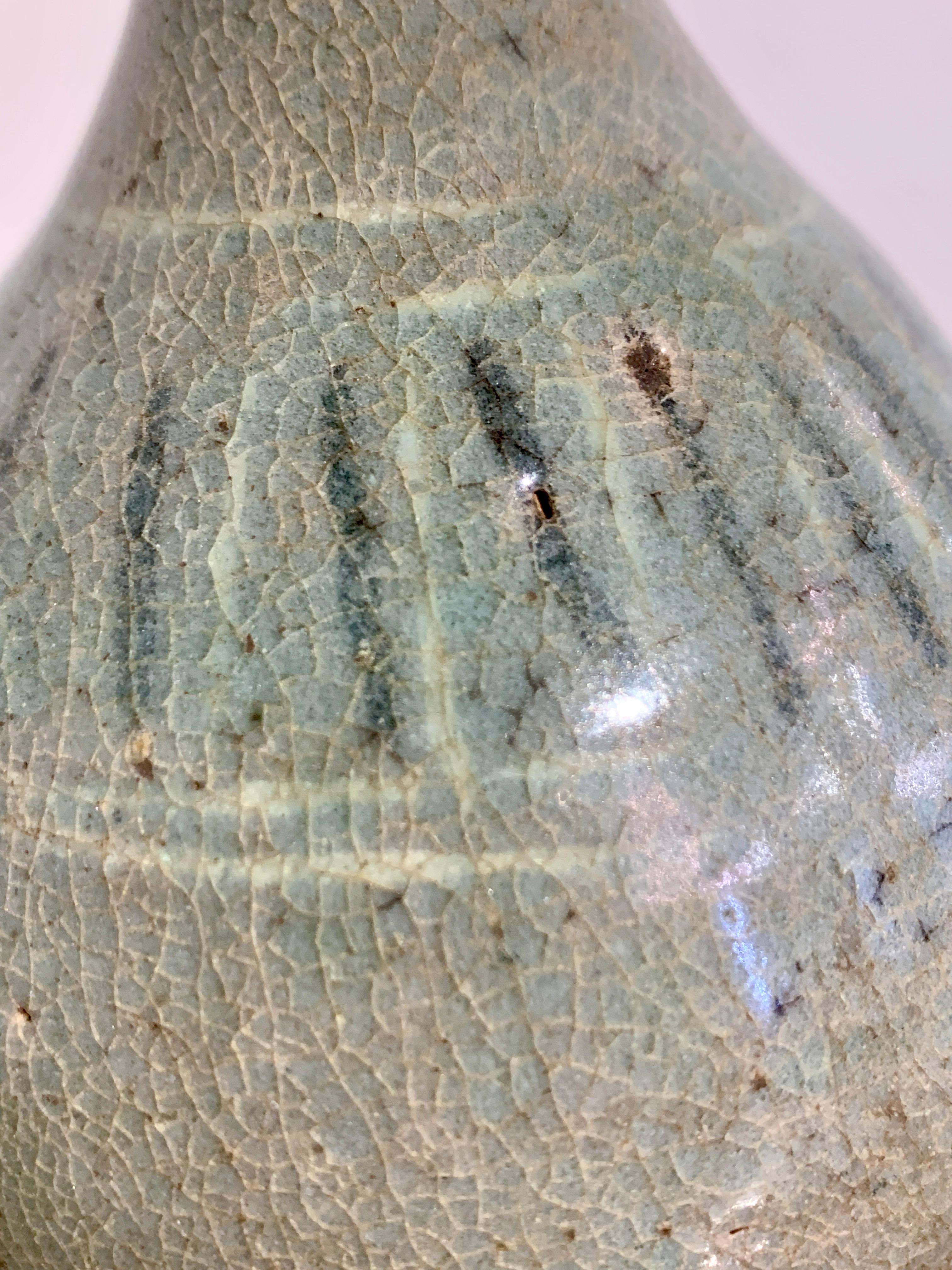 Korean Goryeo Celadon Glazed Slip Inlaid Bottle Vase, 11th-13th Century, Korea 4
