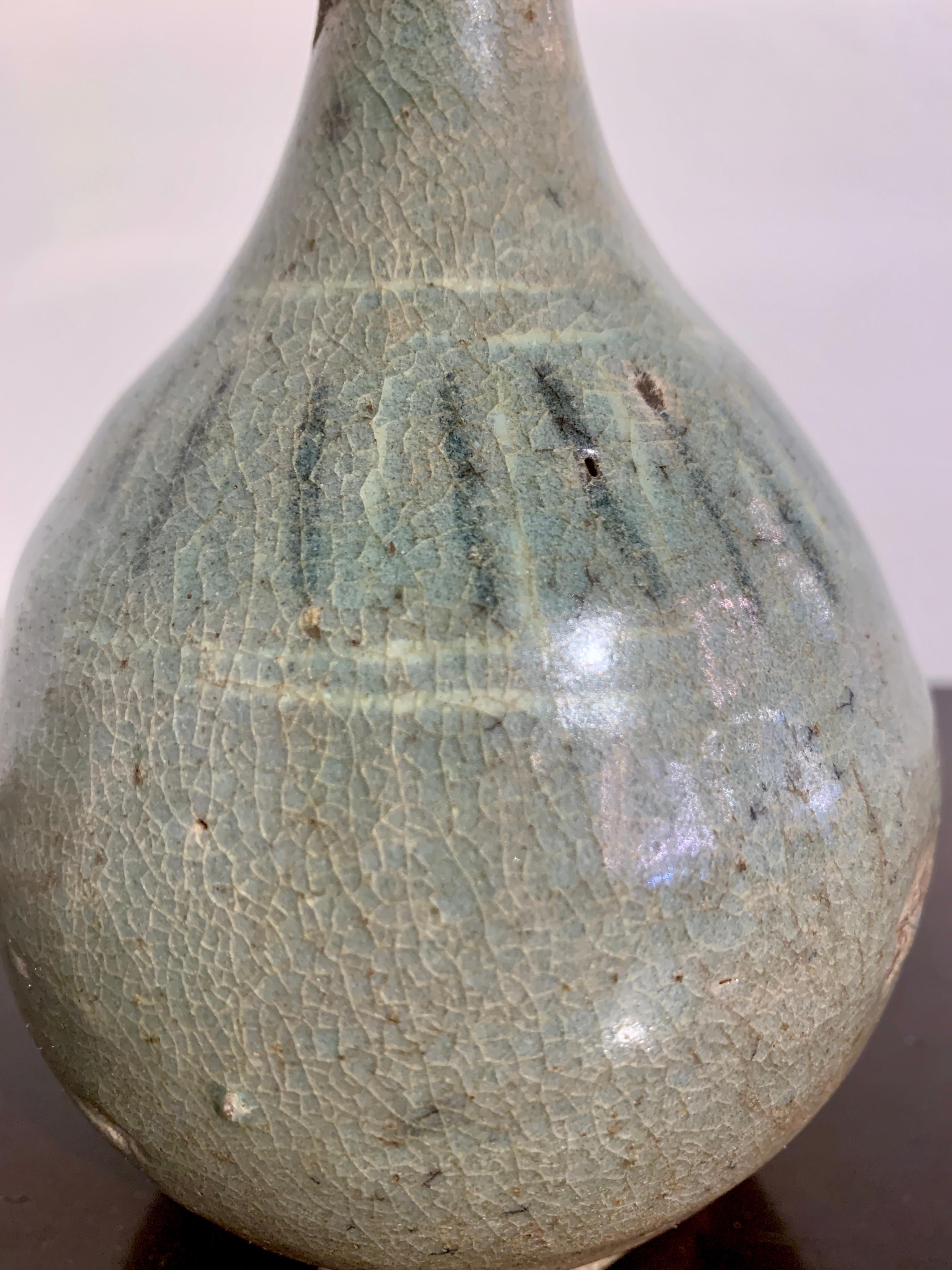 Korean Goryeo Celadon Glazed Slip Inlaid Bottle Vase, 11th-13th Century, Korea 1
