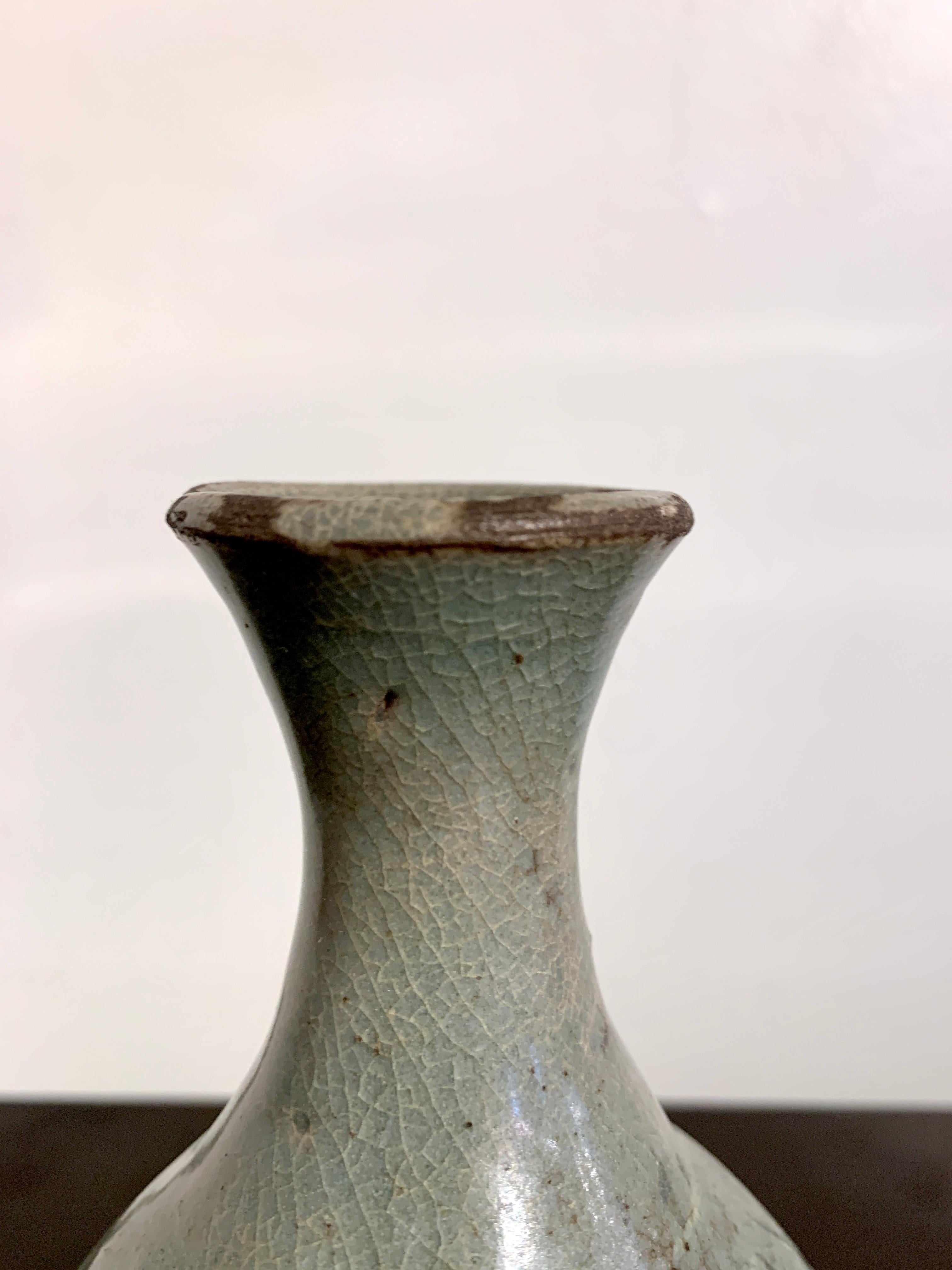 Korean Goryeo Celadon Glazed Slip Inlaid Bottle Vase, 11th-13th Century, Korea 3