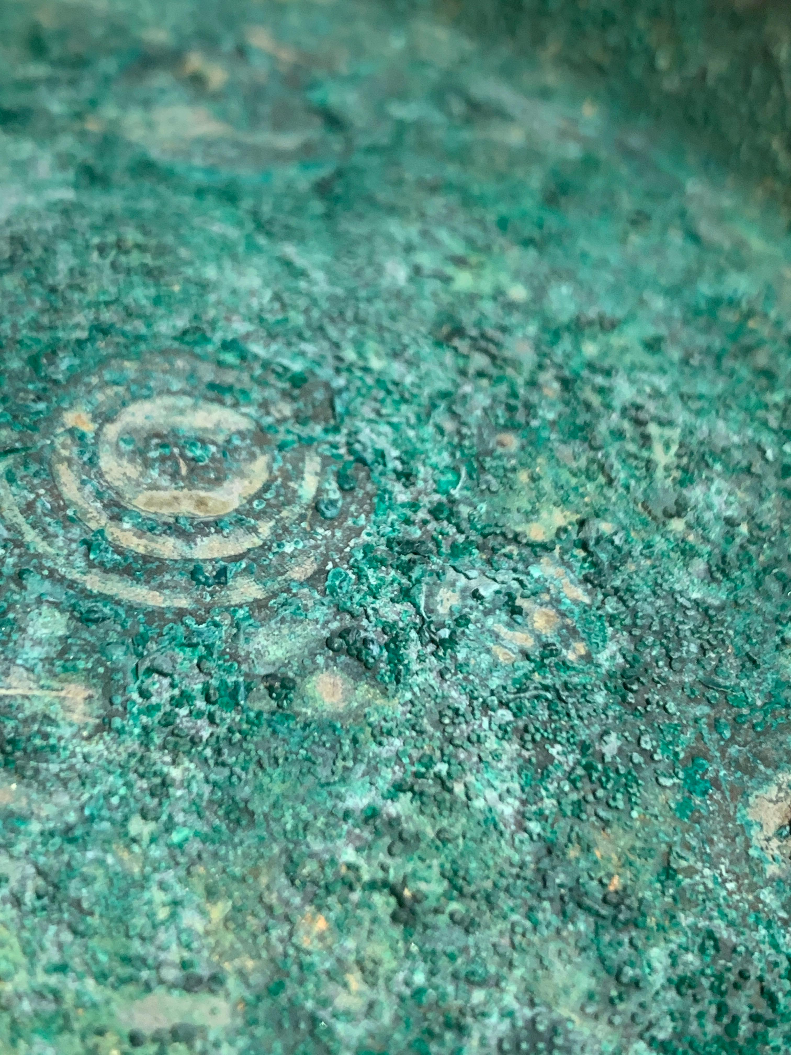 Korean Goryeo Dynasty Bronze Bowl and Cover with Green Patina, 13th Century 5