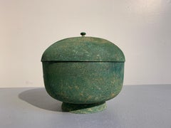 Korean Goryeo Dynasty Bronze Bowl and Cover with Green Patina, 13th Century