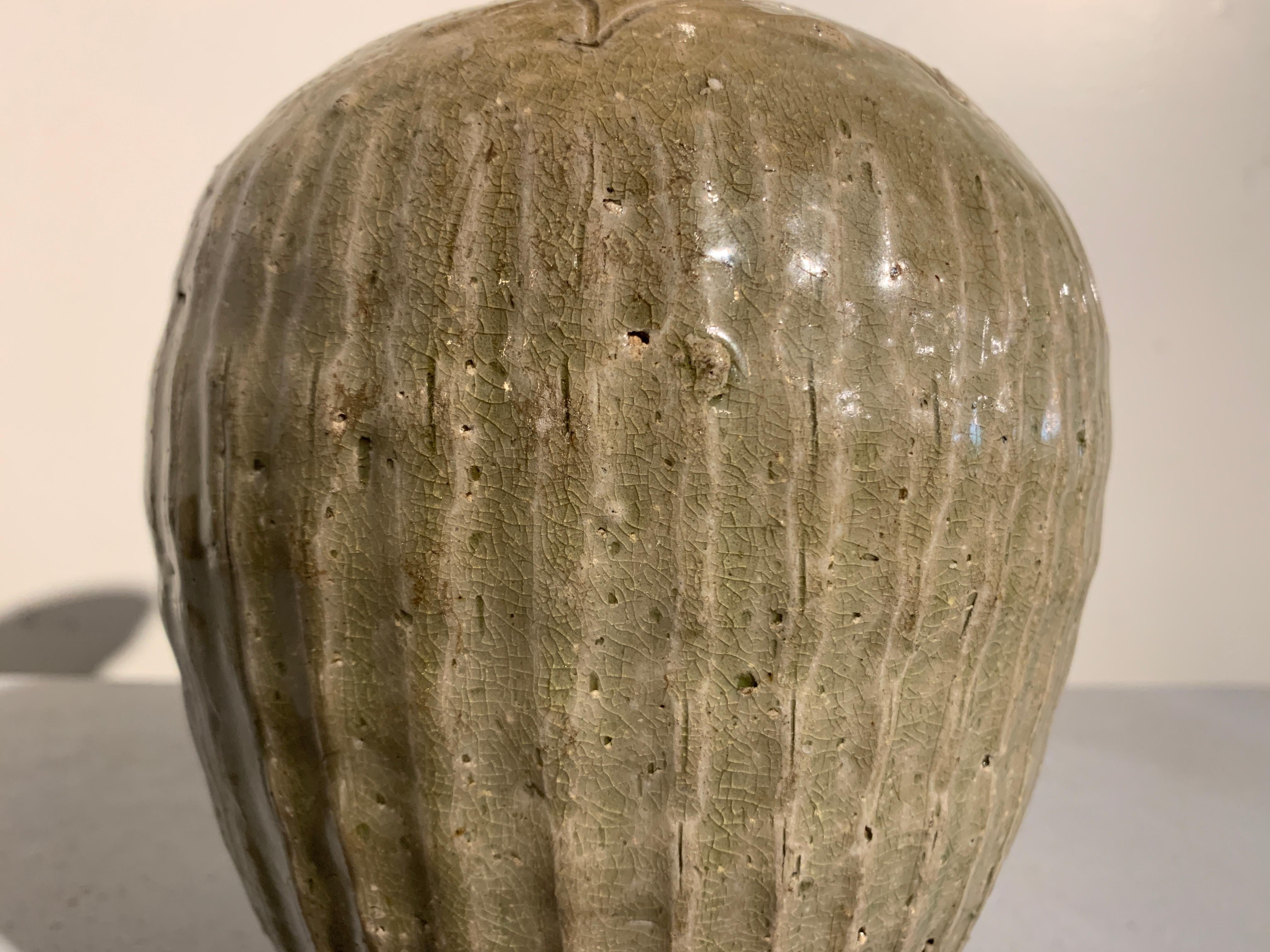 Korean Goryeo Dynasty Ribbed Celadon Bottle Vase, 11th-12th Century 6