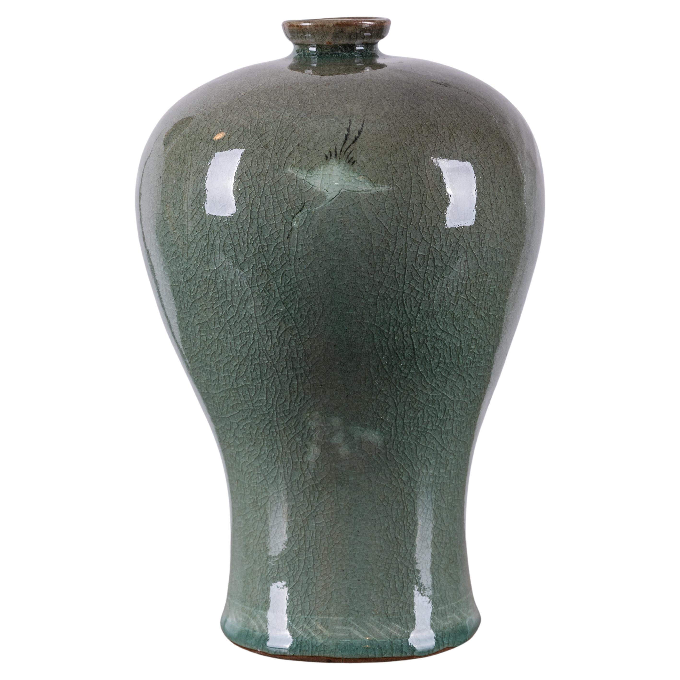 Korean Goryeo Style Maebyeong Crane Vase For Sale