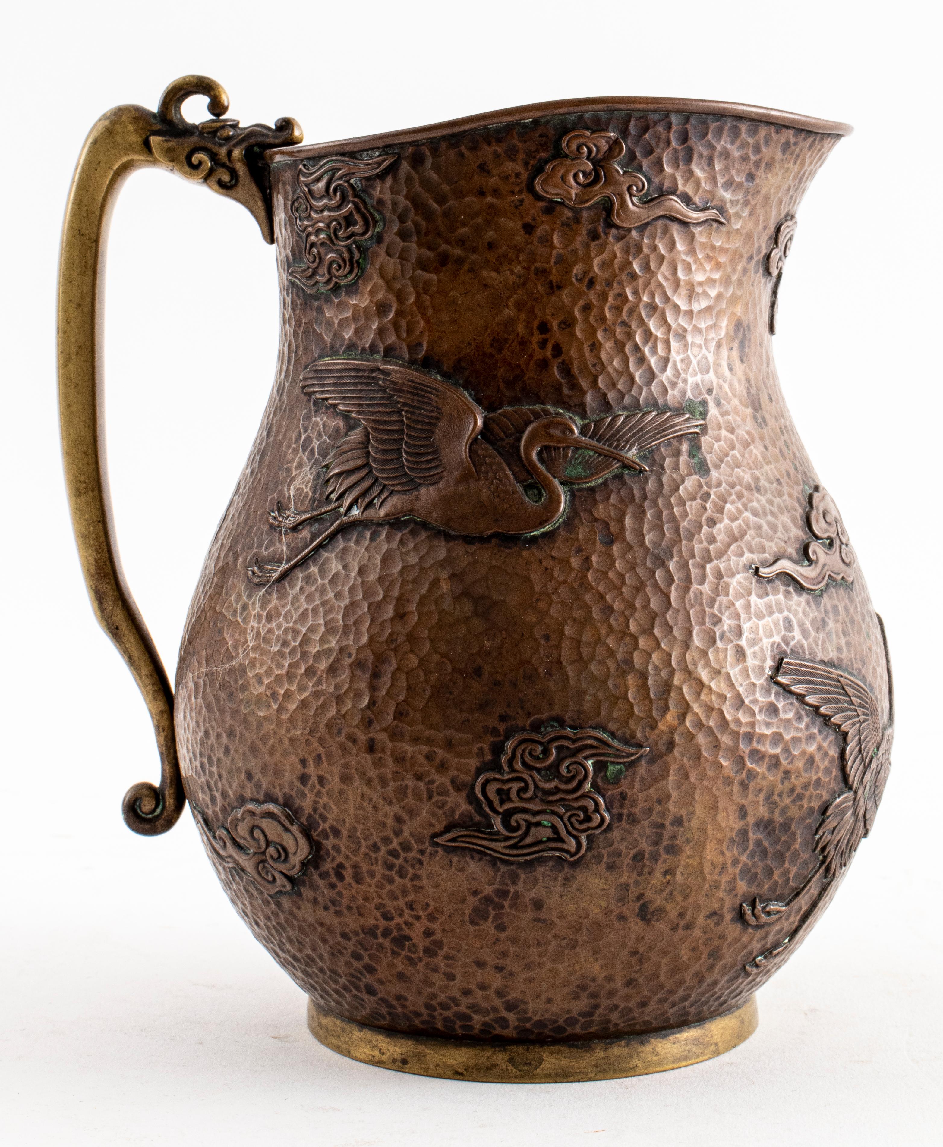 Korean Hammered Mixed Metal Pitcher In Good Condition For Sale In New York, NY