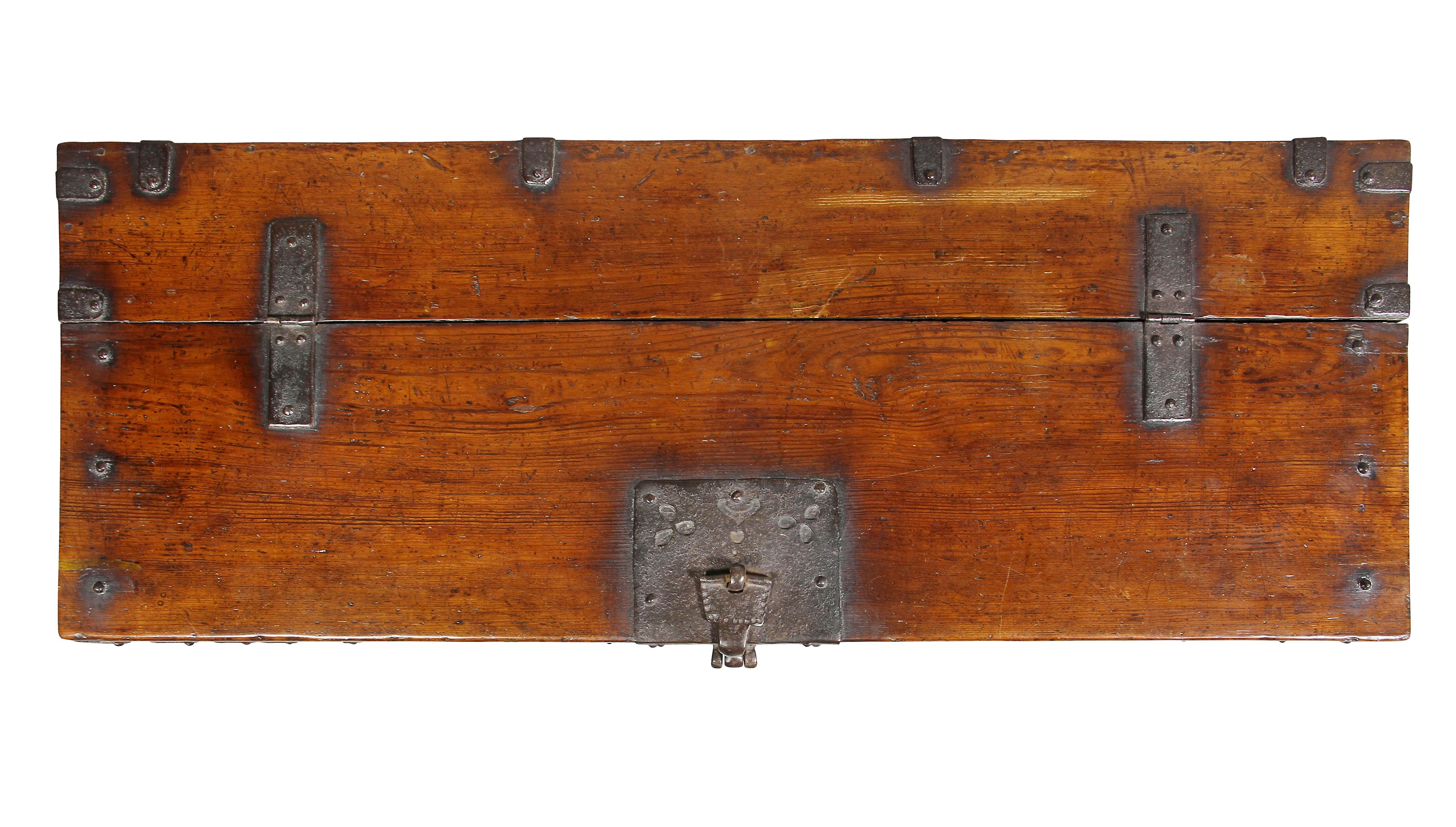 Korean Hardwood and Iron Bound Chest In Good Condition In Essex, MA