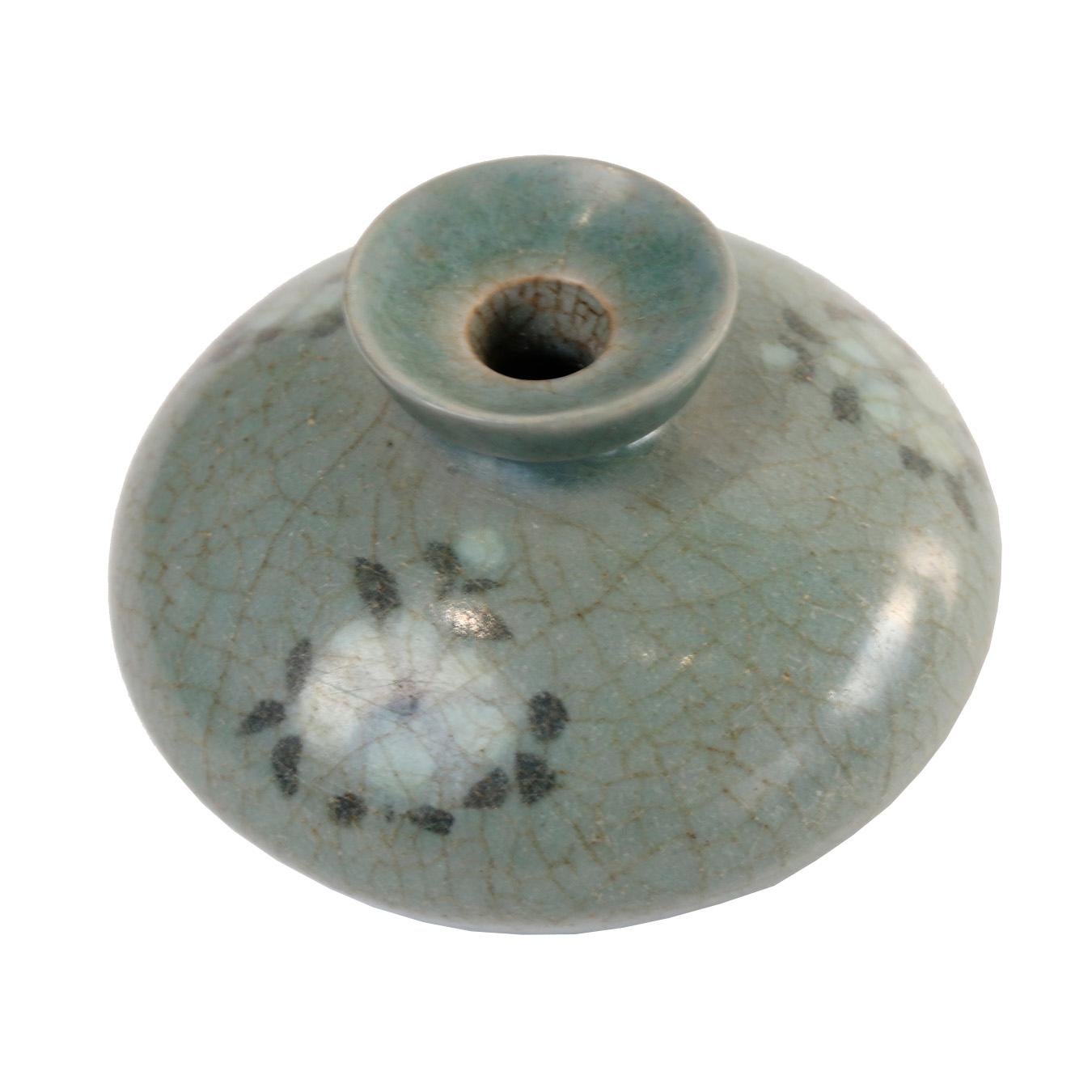 Korean Inlaid Celadon Ceramic Oil Bottle, Goryeo Dynasty For Sale 1