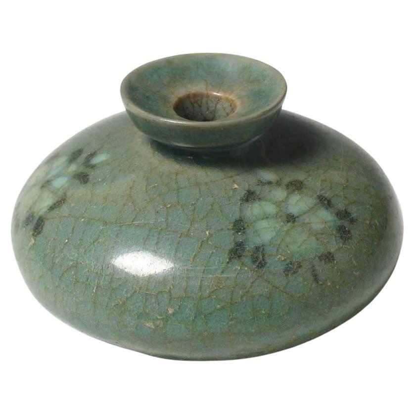 Korean Inlaid Celadon Ceramic Oil Bottle, Goryeo Dynasty