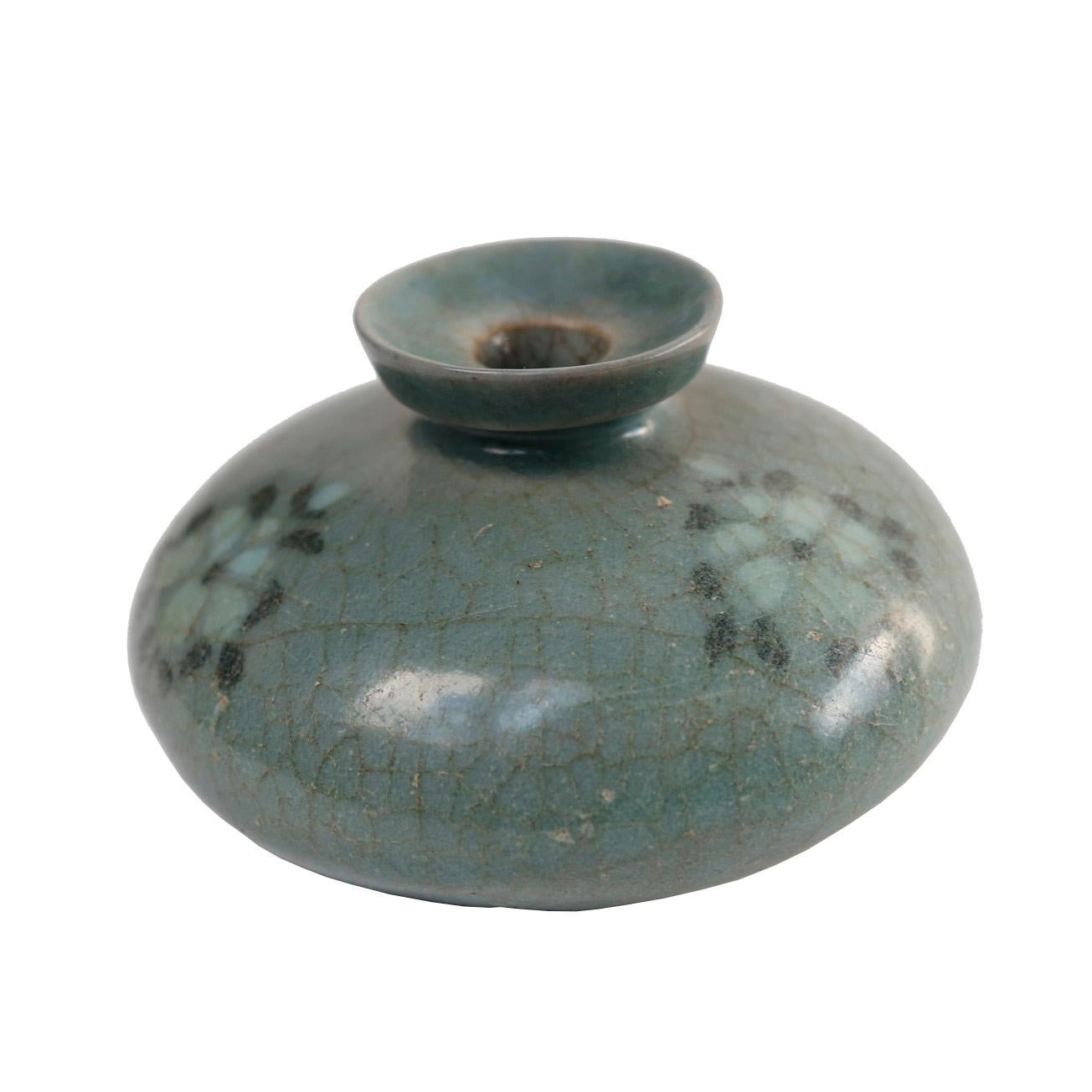 Korean Inlaid Ceramic Celadon Oil Bottle, Koryo Dynasty For Sale 2