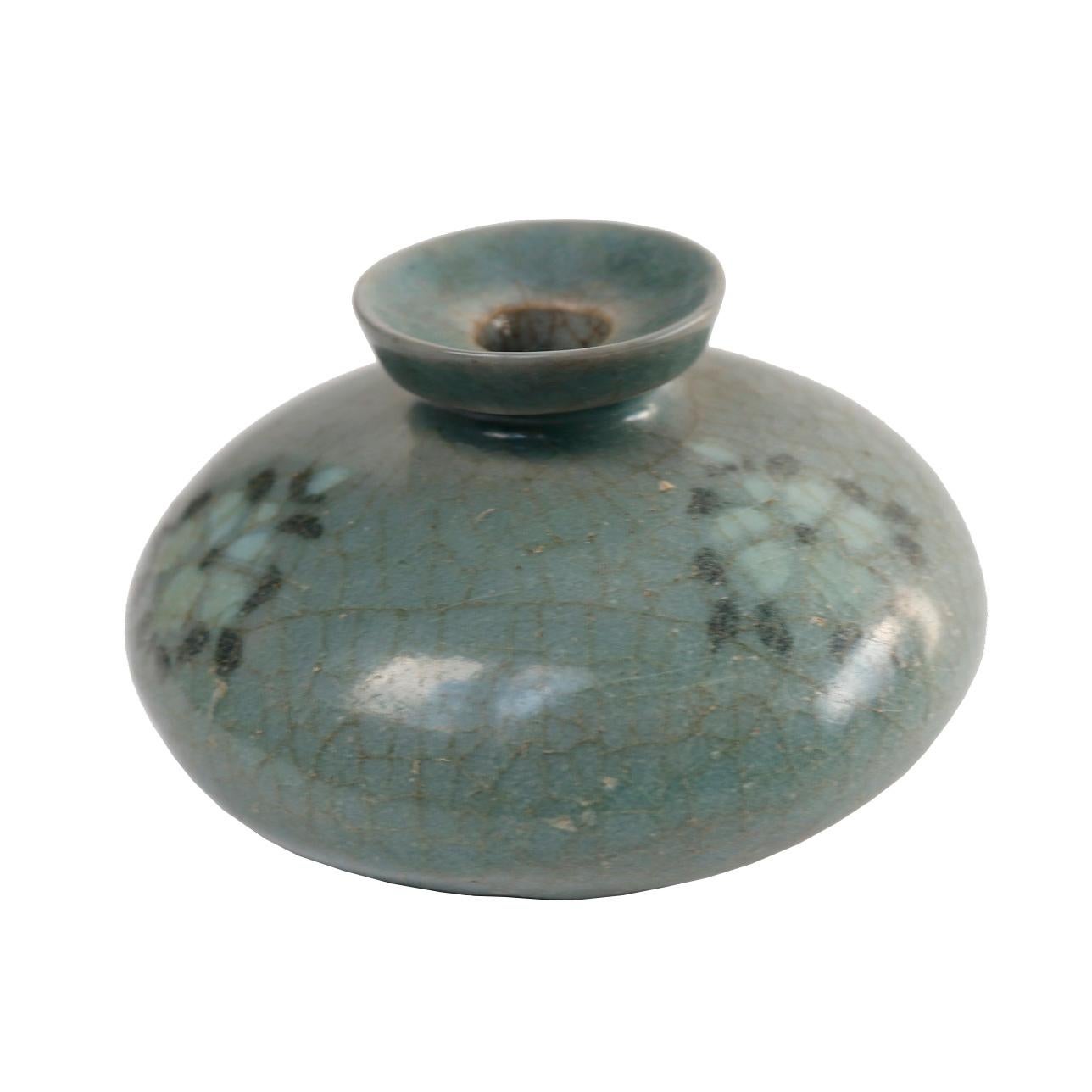Korean Inlaid Ceramic Celadon Oil Bottle, Koryo Dynasty For Sale 3