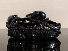 Korean Inlaid Lacquer Mandarin Duck Form Box, Early 20th Century, Korea