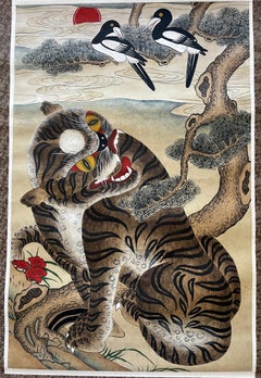 Korean Jakhodo Minhwa Folk Scroll Painting