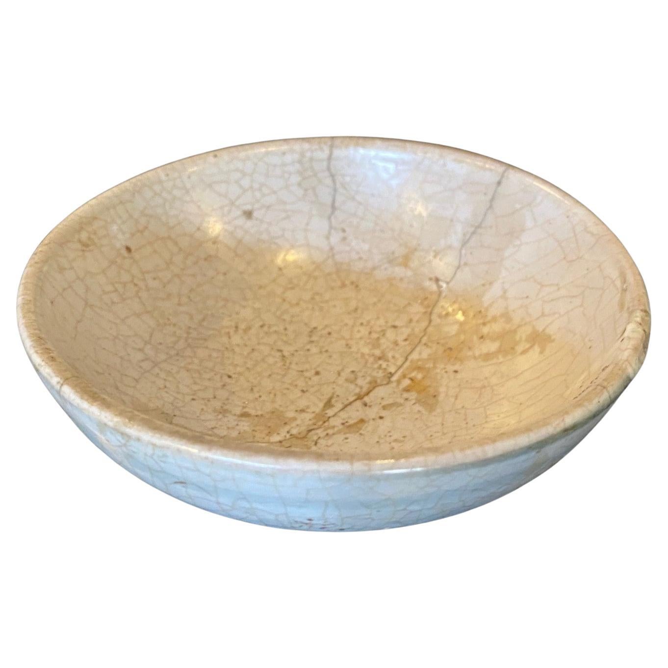 Korean Joseon Dynasty White Crackleware Wabisabi Pottery Ceramic Chawan Tea Bowl For Sale