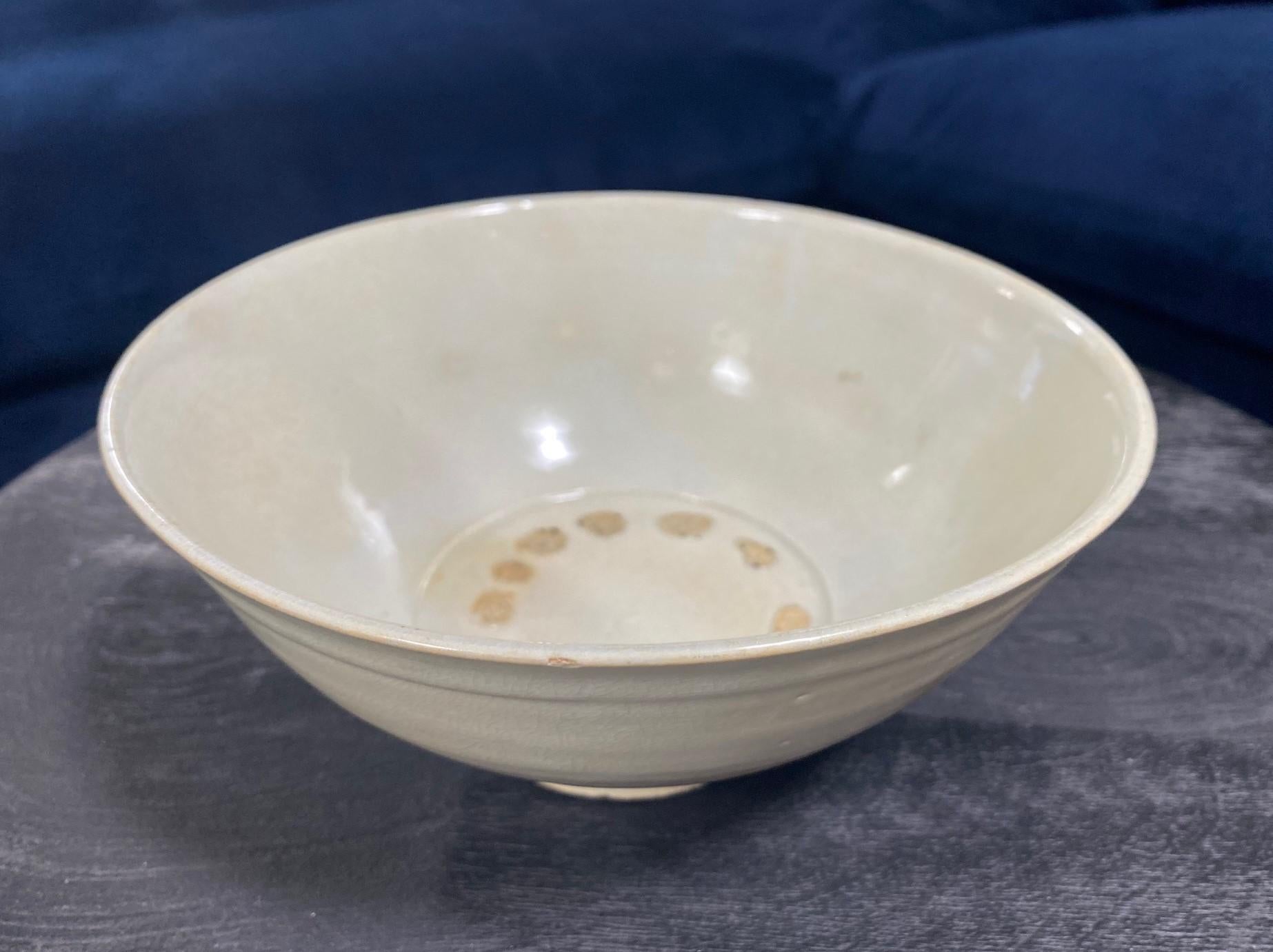 19th Century Korean Joseon Dynasty White Glazed Pottery Ceramic Chawan Tea Bowl For Sale