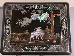 Korean Lacquer and Mother of Pearl Inlay "Longevity" Box, 1930s, Korea