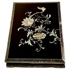 Vintage Korean Lacquer and Mother of Pearl Inlay Stationery Box, c. 1930's, Korea