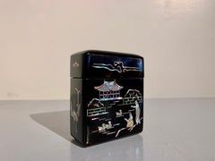 Korean Lacquer Mother of Pearl Inlay Cigarette Box, 1930's, Korea