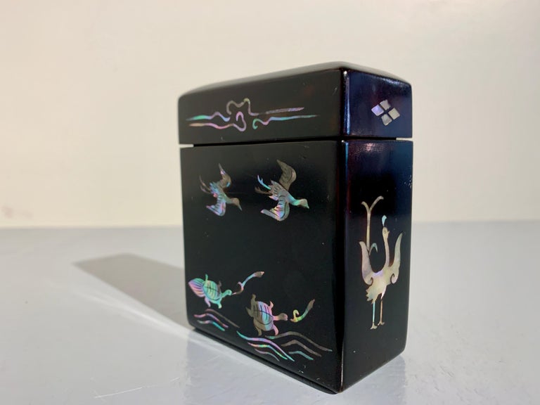 Korean Lacquer Mother of Pearl Inlay Cigarette Box, 1930's, Korea at  1stDibs