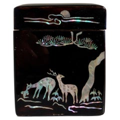 Korean Lacquer Mother of Pearl Inlay Cigarette Box, 1930's, Korea