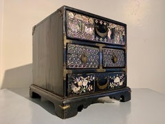 Korean Lacquered Wood and Mother of Pearl Inlay Chest, Joseon Dynasty, 19th c