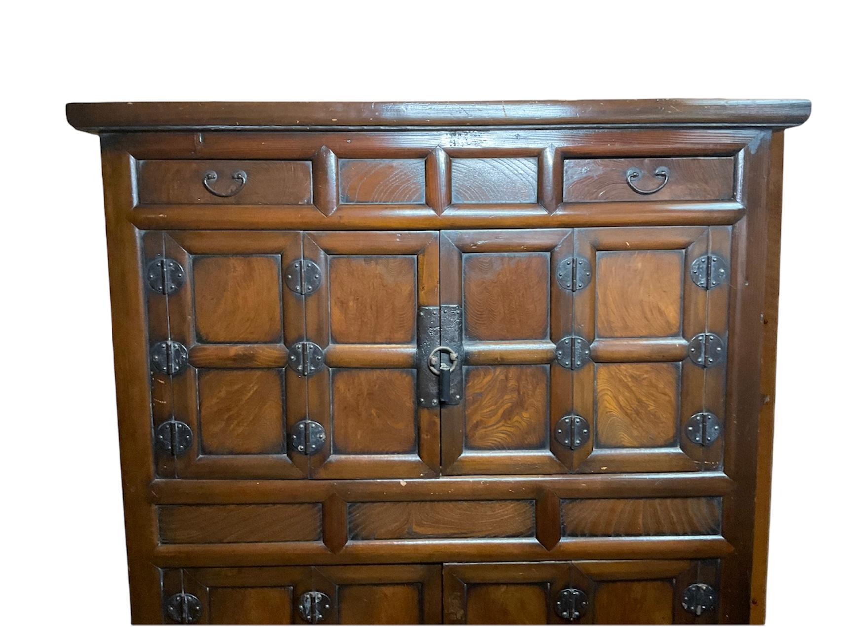 Korean Large Elm Wood Cabinet/Chest For Sale 8