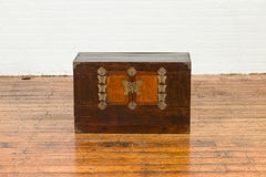 Korean Late 19th Century Two-Toned Side Chest with Brass Butterfly Hardware