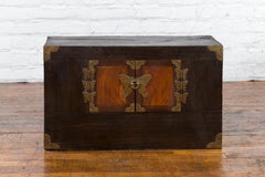Korean Late 19th Century Two-Toned Side Chest with Brass Butterfly Hardware
