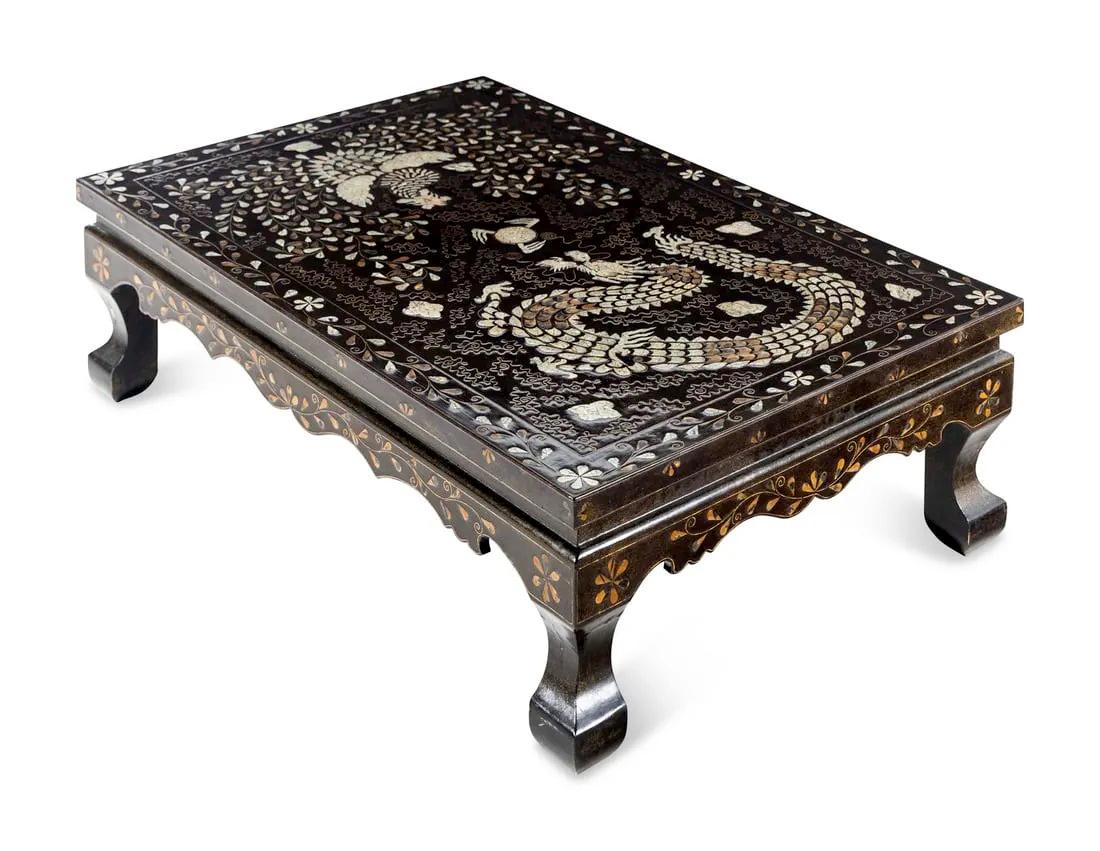 Korean Low Lacquer Table with Elaborate Inlays For Sale 5
