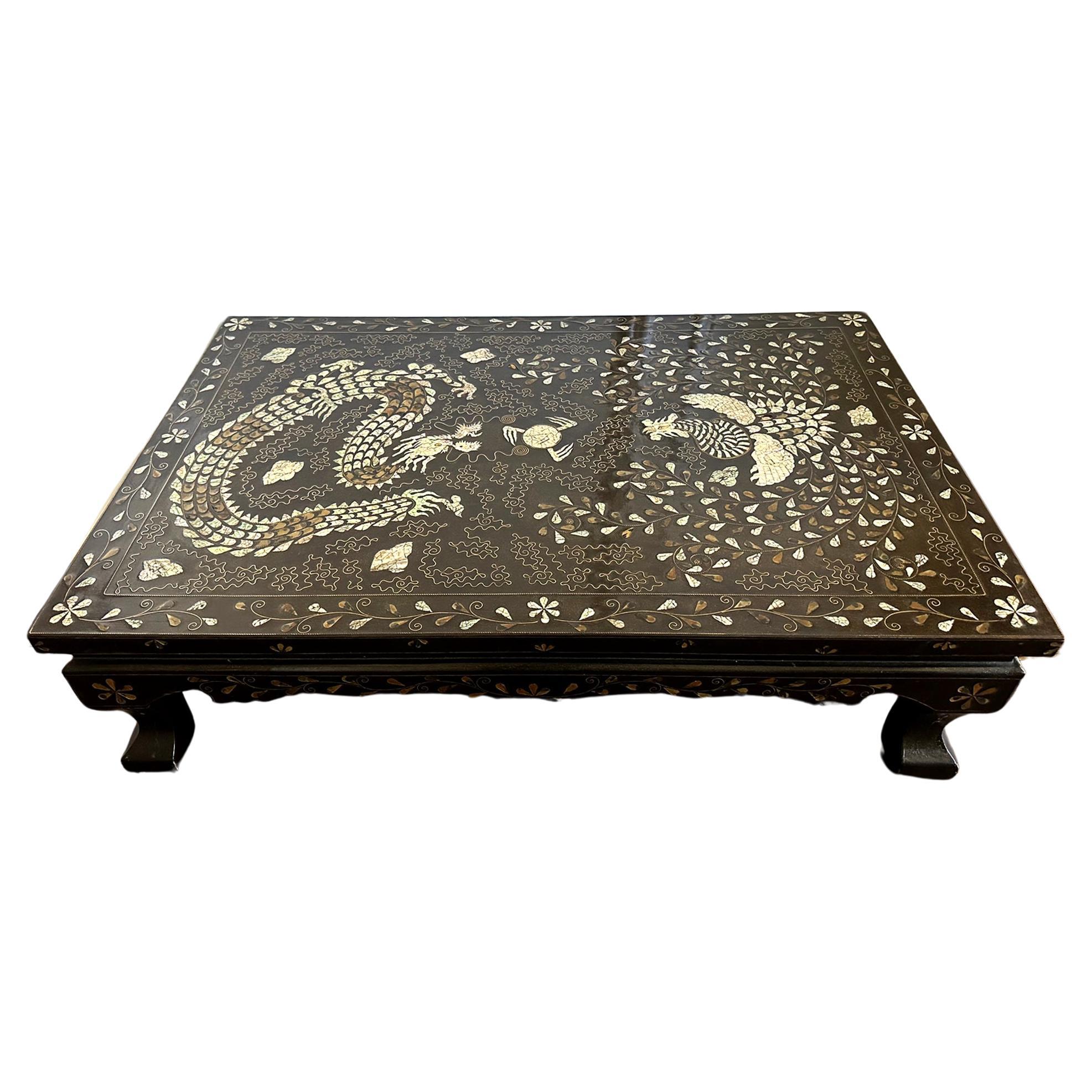 Korean Low Lacquer Table with Elaborate Inlays For Sale
