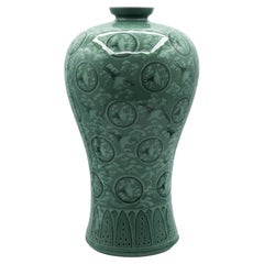 Korean Meiping Green Porcelain Flower Vase, Early 20th Century