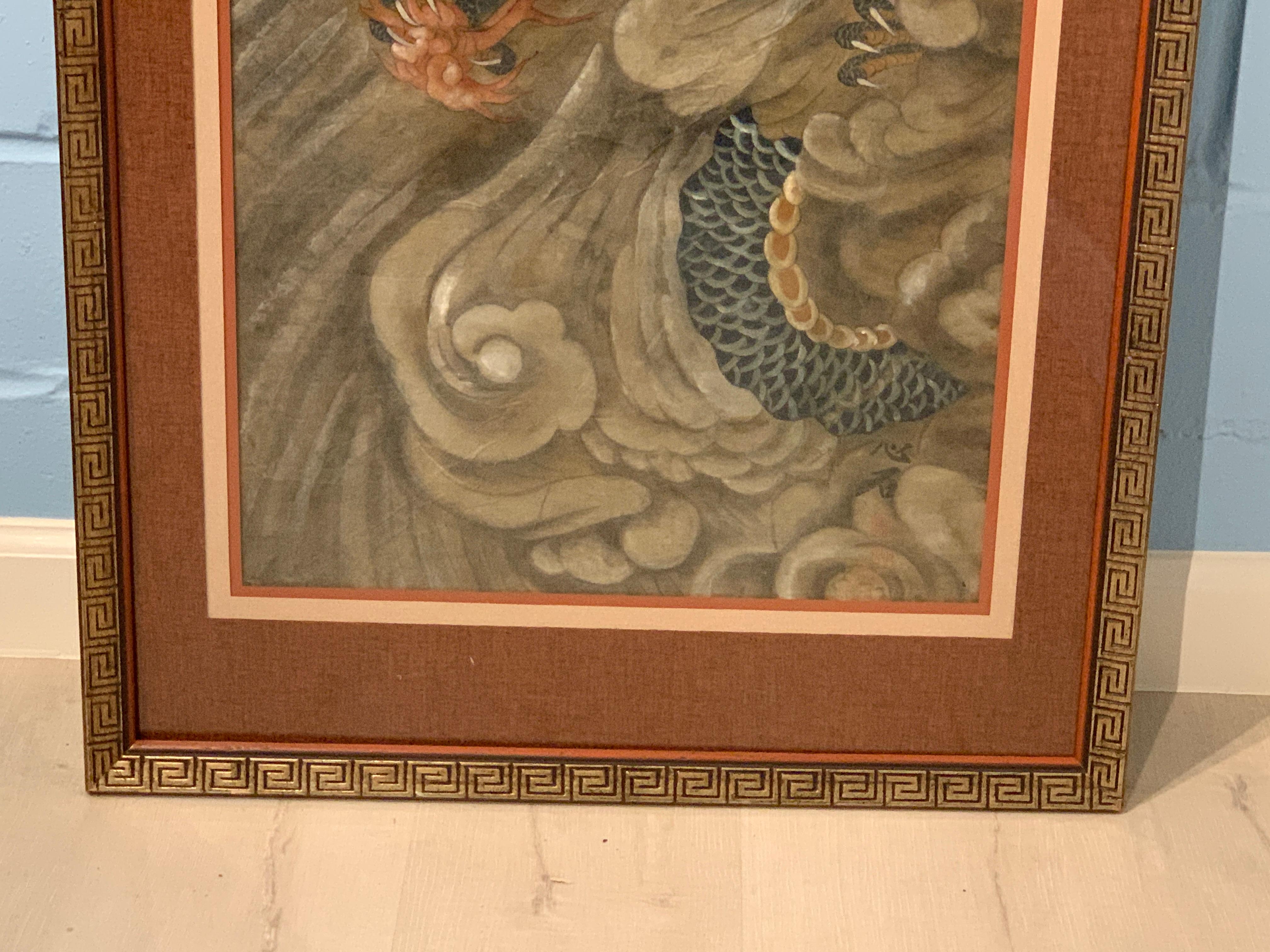Carved Korean Minhwa Dragon Painting, Joseon Dynasty, Late 19th Century