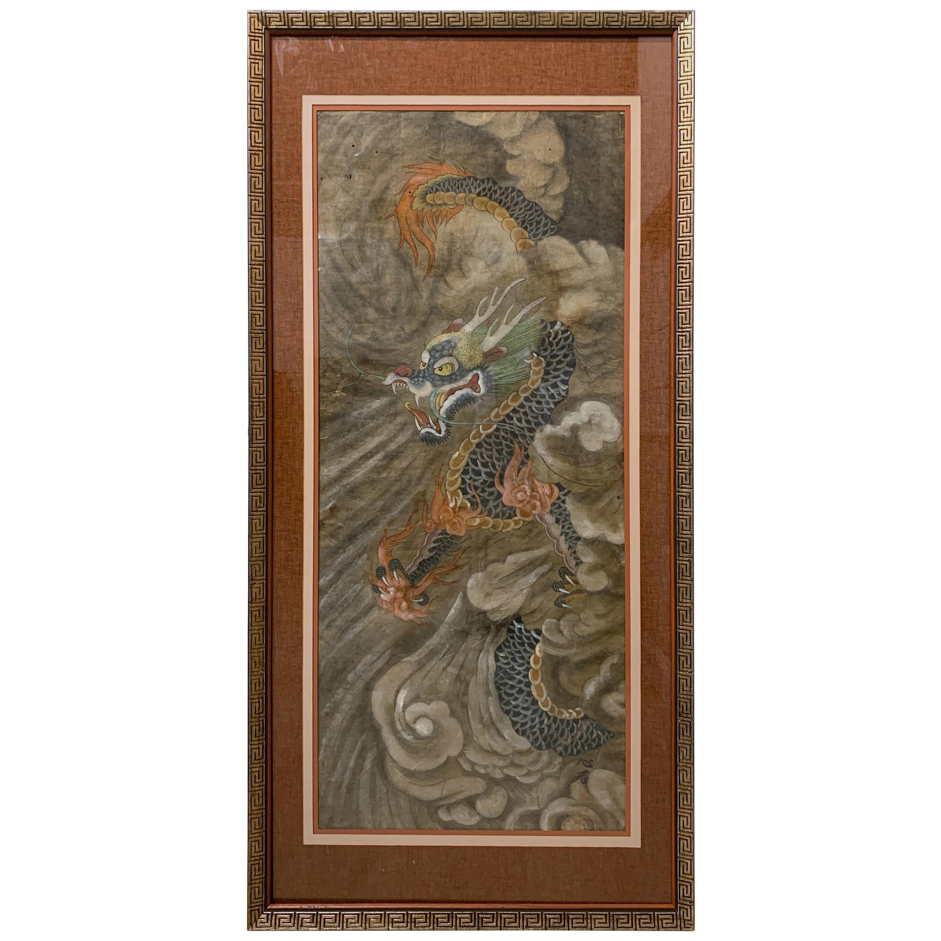 Korean Minhwa Dragon Painting, Joseon Dynasty, Late 19th Century