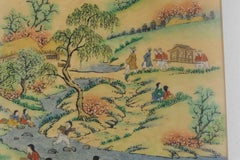 Peinture coréenne d'un paysage avec des enfants, 20e siècle