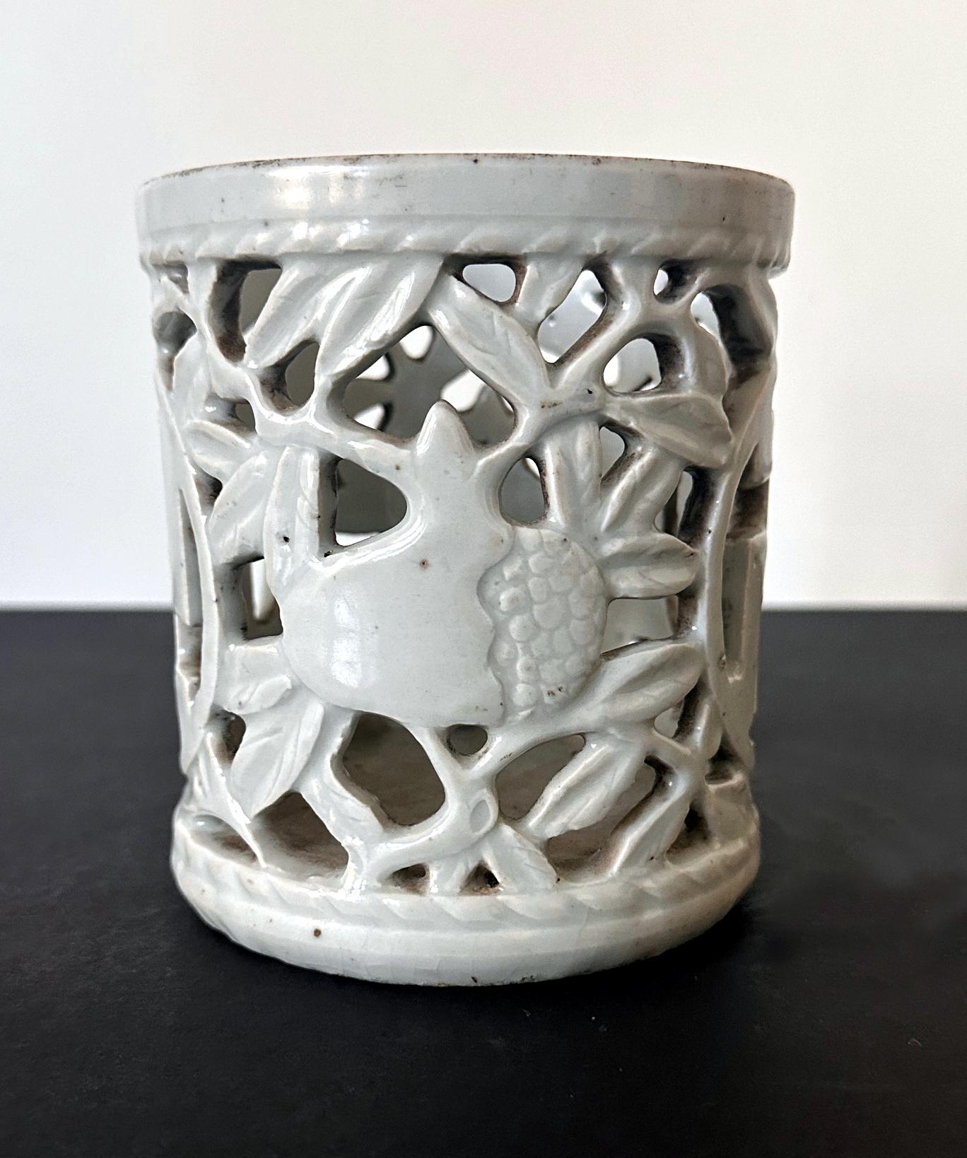 Other Korean Reticulated Celadon Brush Holder Joseon Dynasty For Sale