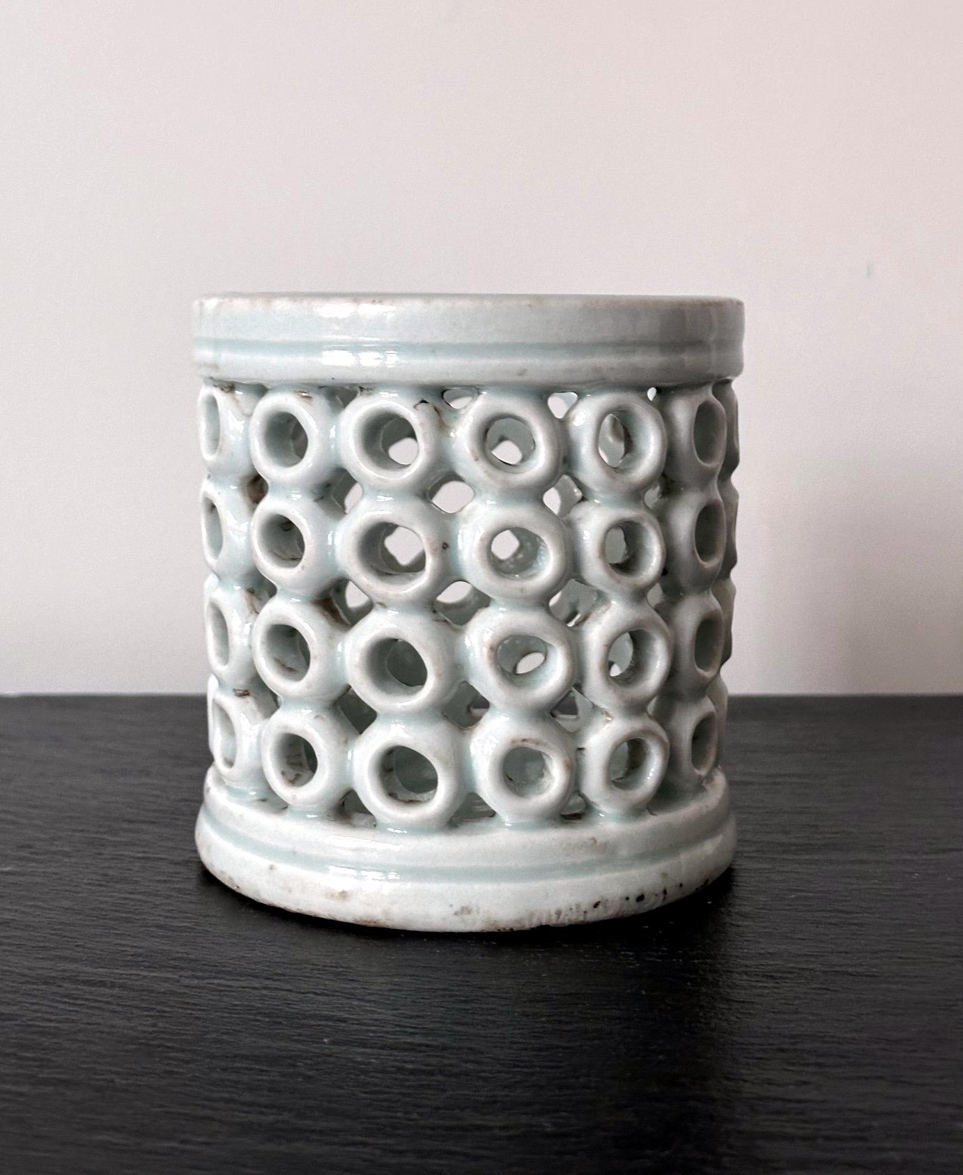 Other Korean Reticulated Celadon Brush Holder Joseon Dynasty