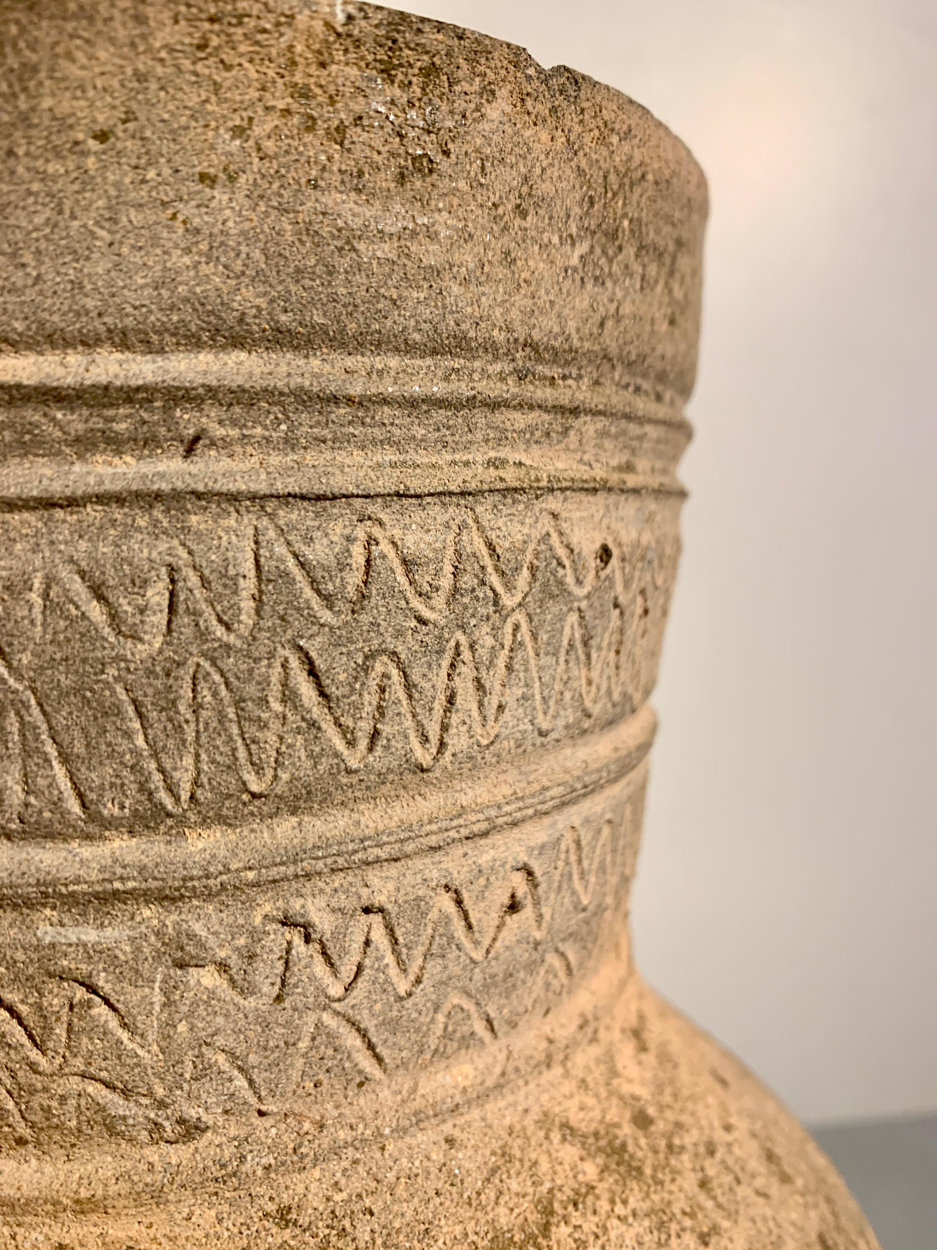 Korean Silla Dynasty Footed Jar, circa 6th Century, Korea In Fair Condition For Sale In Austin, TX