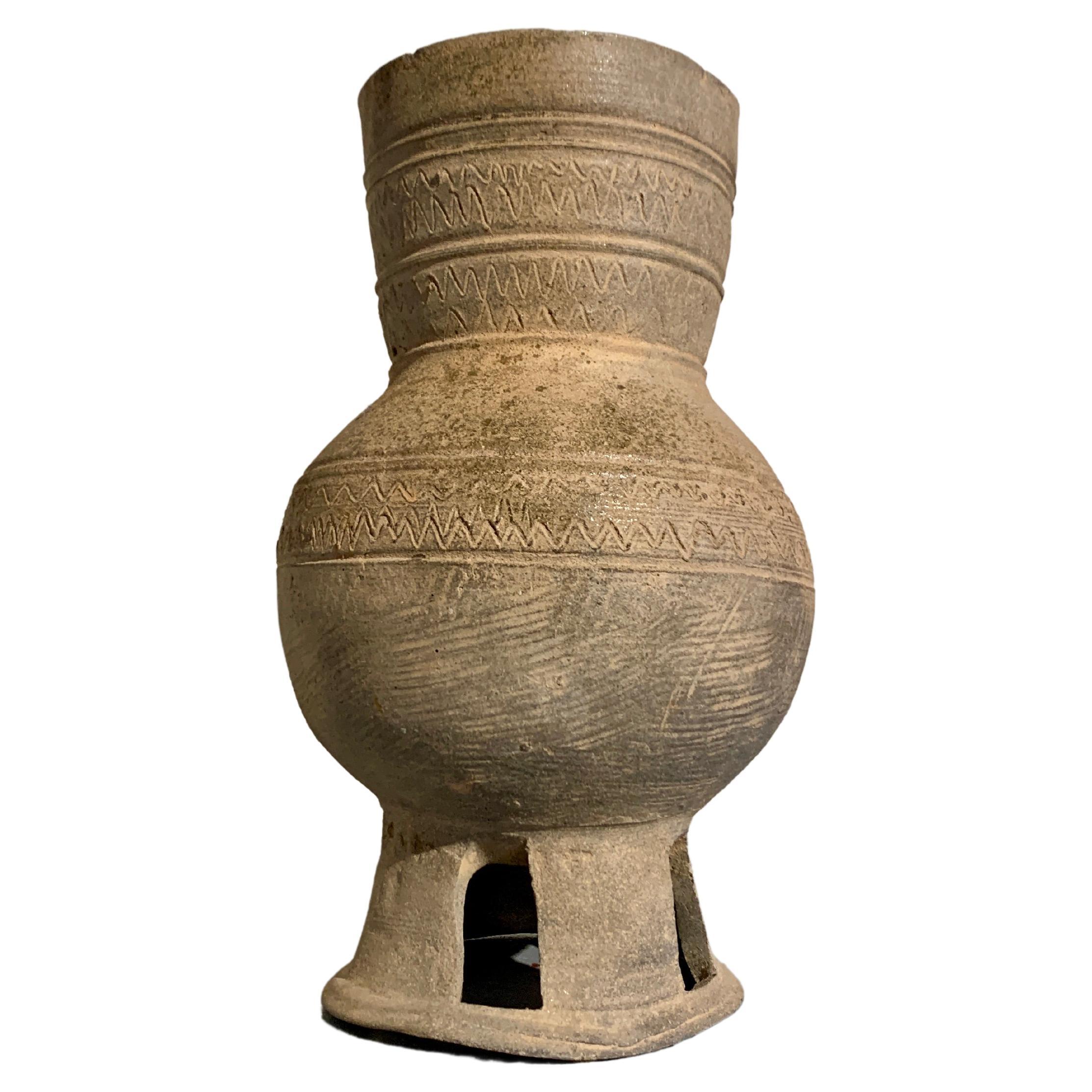 Korean Silla Dynasty Footed Jar, circa 6th Century, Korea