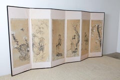 Korean Six-Panel Screen of Legendary Chinese Figures