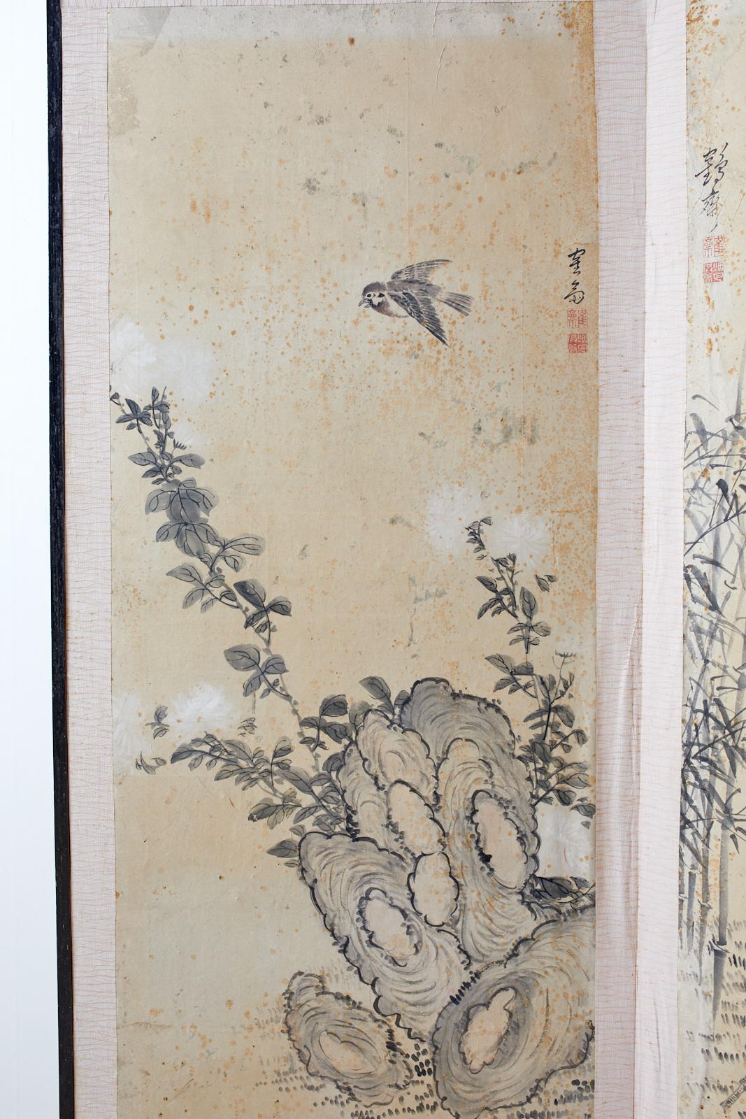 Meiji Korean Six-Panel Screen of Legendary Chinese Figures For Sale