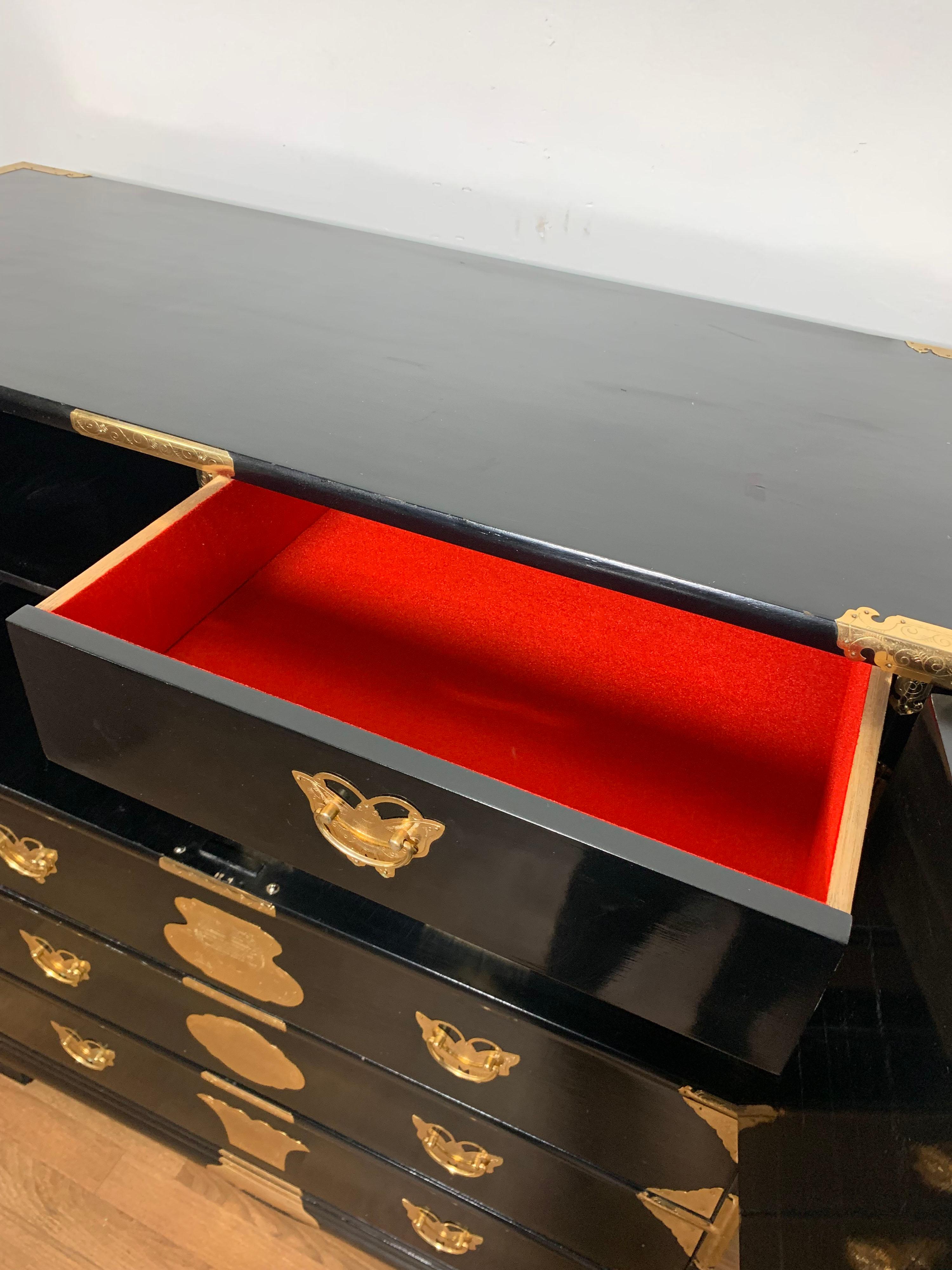Korean Tansu Style Lacquered Dressing Chest, Circa 1950s 1
