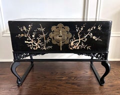 Korean Wedding Box on Stand Lacquer with MOP Inlays