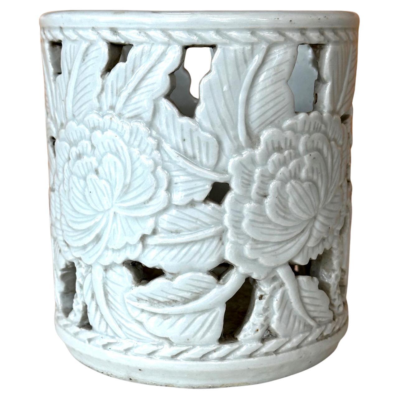 Korean White Ceramic Brush Holder Joseon Dynasty For Sale