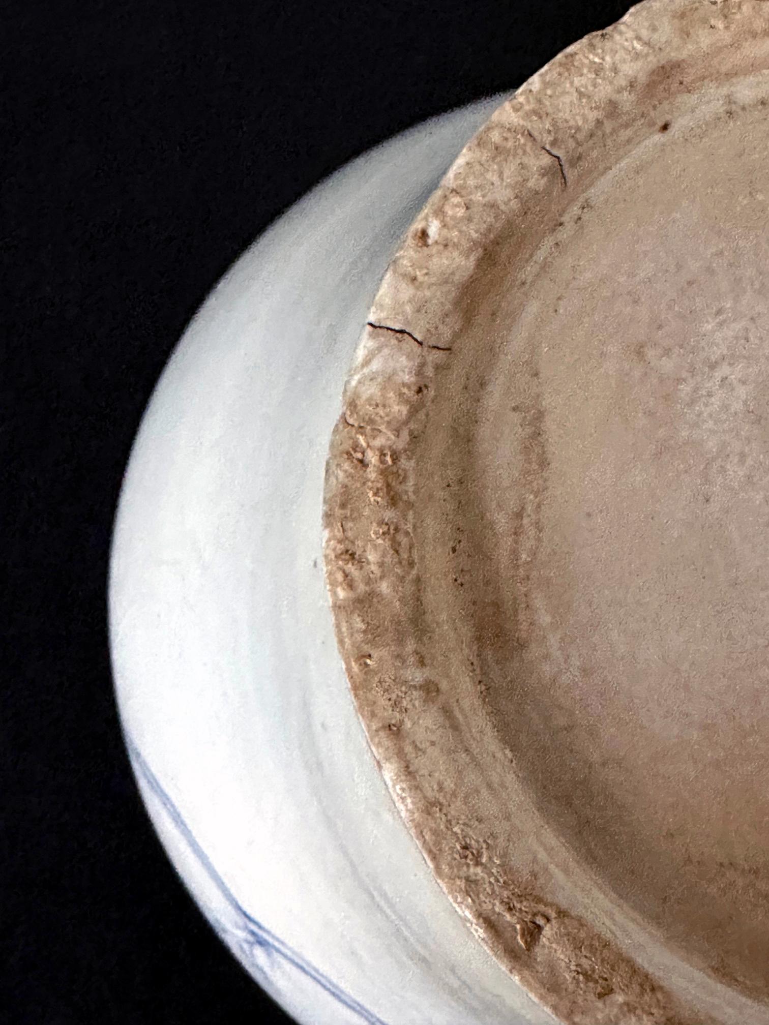 Korean White Ceramic Jar with Blue Underglaze Painting Joseon Dynasty For Sale 12