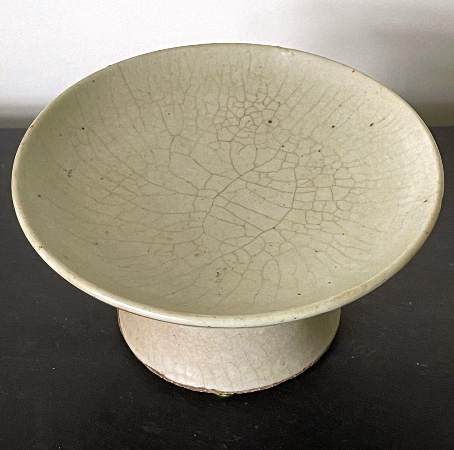 Korean White Ceramic Stem Dish Joseon Dynasty For Sale 9