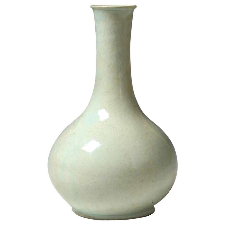 Korean White Glazed Bottle Vase, Choson Dynasty For Sale