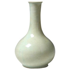 Antique Korean White Glazed Bottle Vase, Choson Dynasty