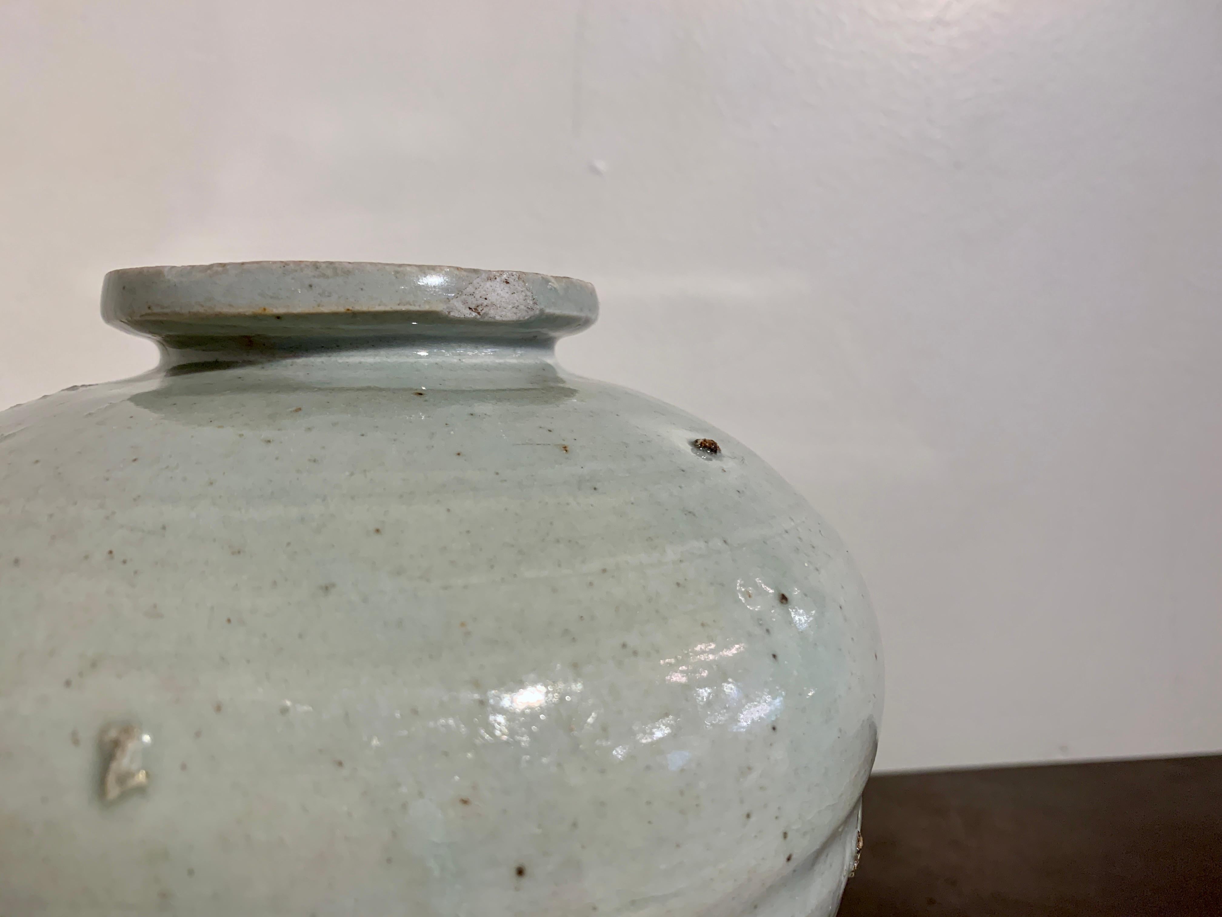 Fired Korean White Glazed Jar, Joseon Dynasty, 18th Century, Korea For Sale